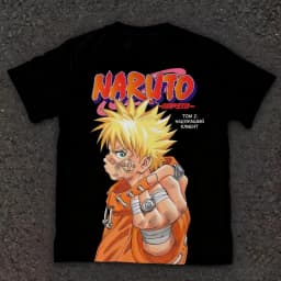 Naruto Manga Retro Cover Naruto Print Pure Cotton Short Sleeved Loose Top Parent-child Clothing Suitable for Both Men and Women