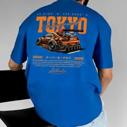 European and American Men's Summer Fashion Racing Letter Print Comfortable and Breathable Round Neck T-Shirt Outdoor Street Top