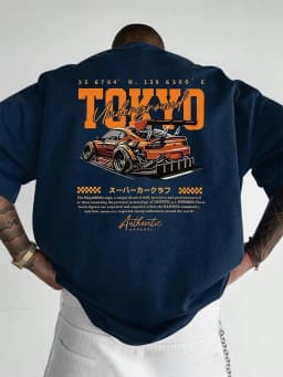European and American Men's Summer Fashion Racing Letter Print Comfortable and Breathable Round Neck T-Shirt Outdoor Street Top