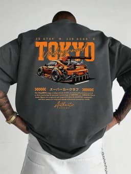 European and American Men's Summer Fashion Racing Letter Print Comfortable and Breathable Round Neck T-Shirt Outdoor Street Top