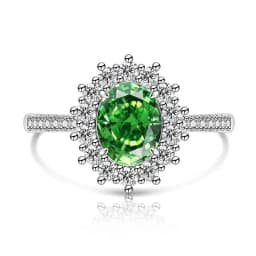 925 Sterling Silver Fashion Light Luxury Ice Flower Cut Pigeon Egg Sunflower Crystal Zircon Ring Women's Jewelry Gift