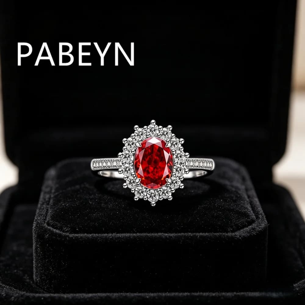 925 Sterling Silver Fashion Light Luxury Ice Flower Cut Pigeon Egg Sunflower Crystal Zircon Ring Women's Jewelry Gift