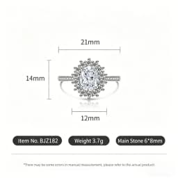 925 Sterling Silver Fashion Light Luxury Ice Flower Cut Pigeon Egg Sunflower Crystal Zircon Ring Women's Jewelry Gift