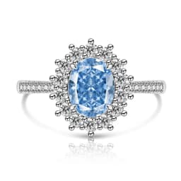 925 Sterling Silver Fashion Light Luxury Ice Flower Cut Pigeon Egg Sunflower Crystal Zircon Ring Women's Jewelry Gift