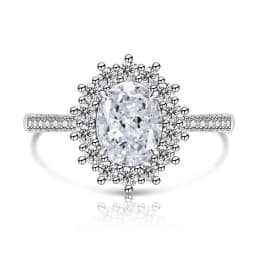 925 Sterling Silver Fashion Light Luxury Ice Flower Cut Pigeon Egg Sunflower Crystal Zircon Ring Women's Jewelry Gift