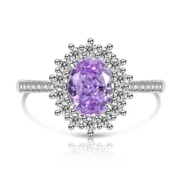 925 Sterling Silver Fashion Light Luxury Ice Flower Cut Pigeon Egg Sunflower Crystal Zircon Ring Women's Jewelry Gift