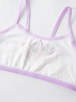 4 Pcs Girls' Training Bras, Girls' Underwear, Small Vests, Comfortable, Simple and Fashionable, Cartoon Print Color-Blo