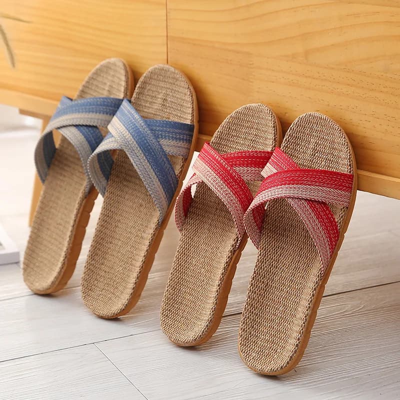 Hemp Home Women's Slippers Flats Open-Toe Designer Summer Woman Shoes Casual Indoor Slides Non-Slip Soft Sole Unisex Breathable