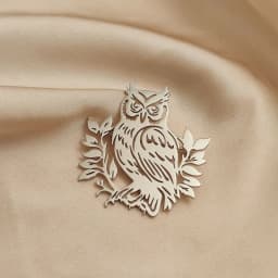 18K Gold Plated 316L Stainless Steel Owl with Leaves Silhouette Lapel Pin, Nature Brooch, Suit & Casual Accessory
