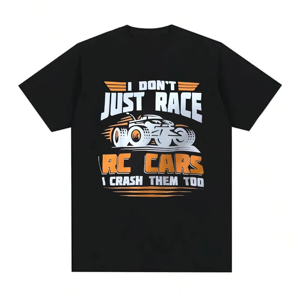 Men'S RC Car Drift Racing Graphic T-Shirt with Orange RC Car Design Loose Fit Casual Streetwear All-Season