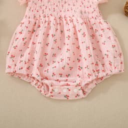 Summer female infant cherry print short-sleeved triangle jersey and headscarf two-piece set sweet and cute