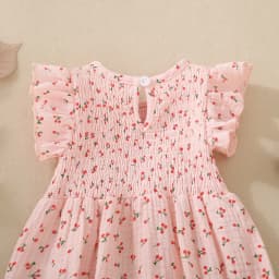 Summer female infant cherry print short-sleeved triangle jersey and headscarf two-piece set sweet and cute