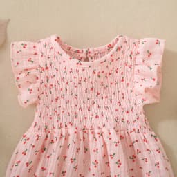 Summer female infant cherry print short-sleeved triangle jersey and headscarf two-piece set sweet and cute