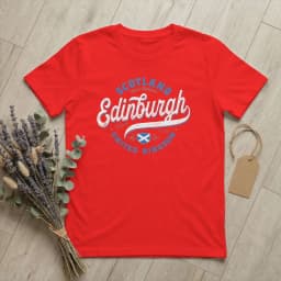 Edinburgh Scotland United Kingdom Men's T Shirts UK Flag Fashion Tees Short Sleeve Round Collar T-Shirt Cotton Graphic Clothes