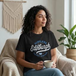 Edinburgh Scotland United Kingdom Men's T Shirts UK Flag Fashion Tees Short Sleeve Round Collar T-Shirt Cotton Graphic Clothes
