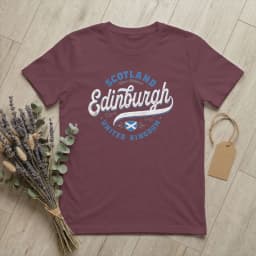 Edinburgh Scotland United Kingdom Men's T Shirts UK Flag Fashion Tees Short Sleeve Round Collar T-Shirt Cotton Graphic Clothes