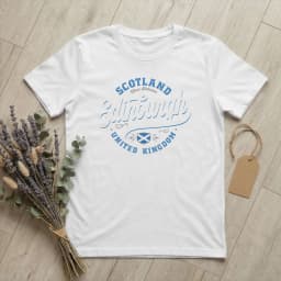 Edinburgh Scotland United Kingdom Men's T Shirts UK Flag Fashion Tees Short Sleeve Round Collar T-Shirt Cotton Graphic Clothes