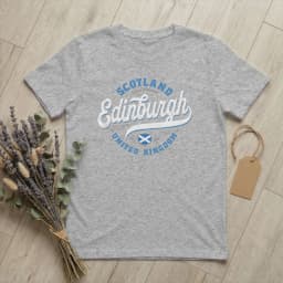 Edinburgh Scotland United Kingdom Men's T Shirts UK Flag Fashion Tees Short Sleeve Round Collar T-Shirt Cotton Graphic Clothes
