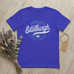 Edinburgh Scotland United Kingdom Men's T Shirts UK Flag Fashion Tees Short Sleeve Round Collar T-Shirt Cotton Graphic Clothes