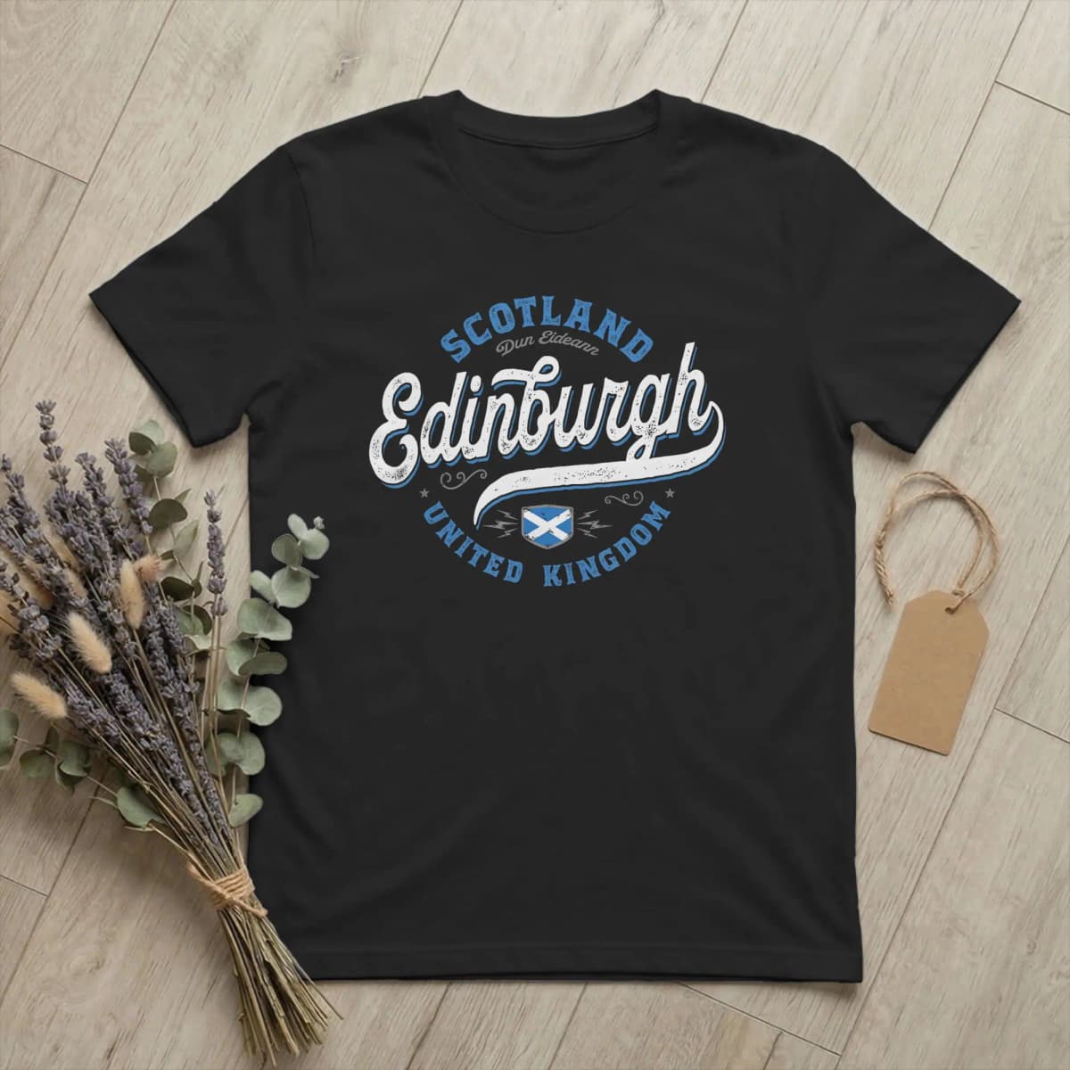 Edinburgh Scotland United Kingdom Men's T Shirts UK Flag Fashion Tees Short Sleeve Round Collar T-Shirt Cotton Graphic Clothes