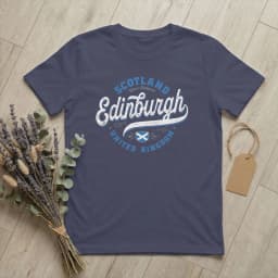 Edinburgh Scotland United Kingdom Men's T Shirts UK Flag Fashion Tees Short Sleeve Round Collar T-Shirt Cotton Graphic Clothes