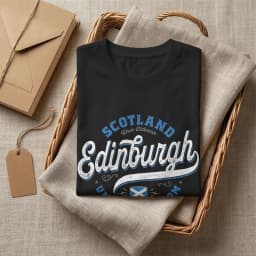 Edinburgh Scotland United Kingdom Men's T Shirts UK Flag Fashion Tees Short Sleeve Round Collar T-Shirt Cotton Graphic Clothes