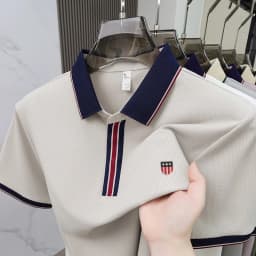 Fashionable Men Brand Daily Commuting Striped Polo Shirt Hot Selling in Summer Embroidered Lightweight and Comfortable Shorttop