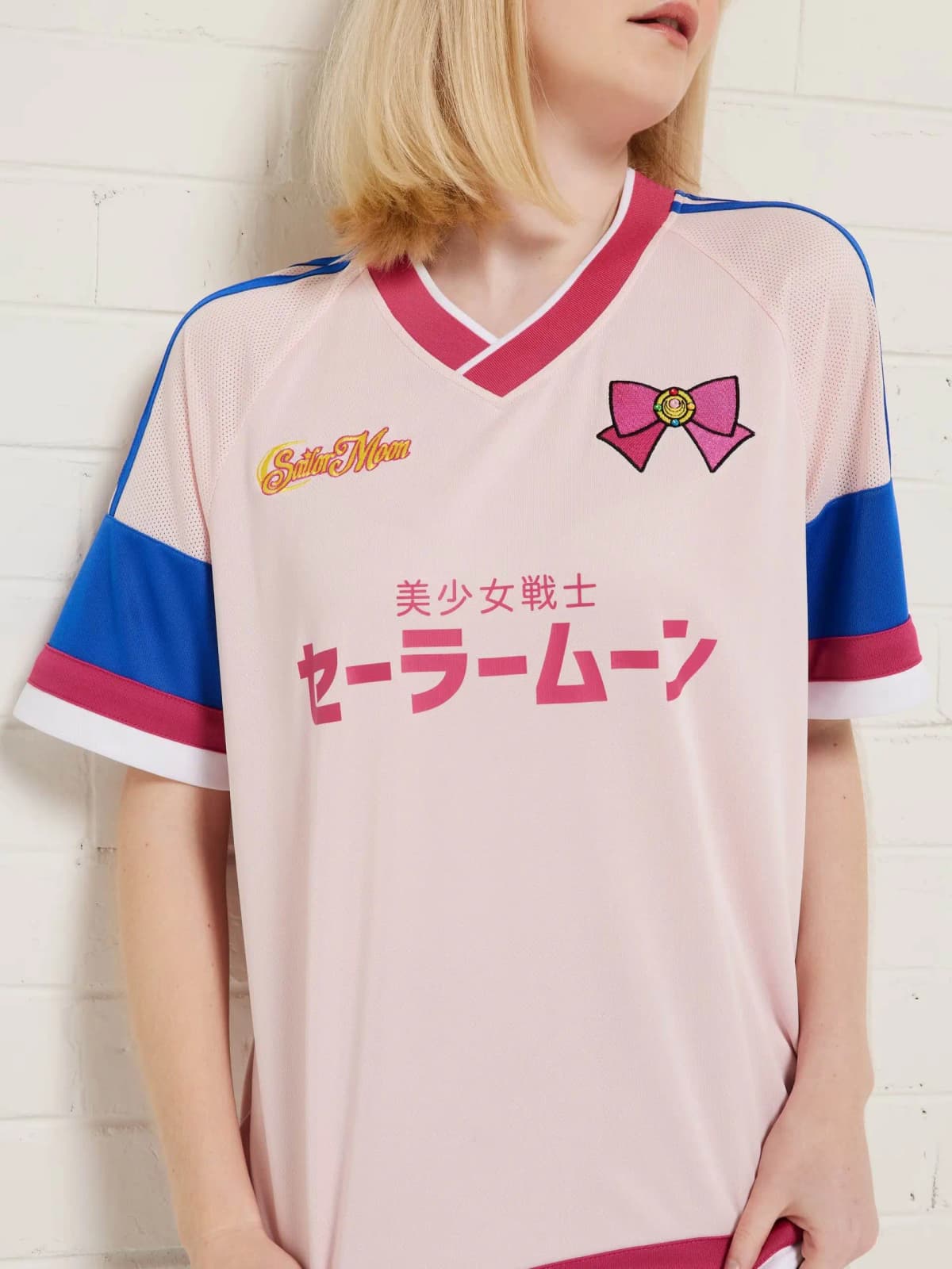 Sailor Moon Japanese Logo & Bow Print Jersey, Quick Dry Moisture Wicking Fabric, Athletic Streetwear For Adults Teens