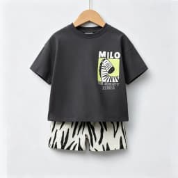 Kids Summer Casual Cotton Outfit Set Short Sleeve Top And Shorts With Fun Animal Prints Little Baby Costume Children Thin Wear