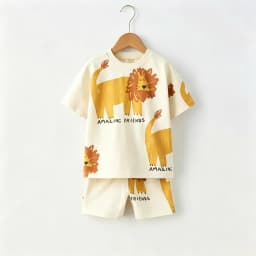 Kids Summer Casual Cotton Outfit Set Short Sleeve Top And Shorts With Fun Animal Prints Little Baby Costume Children Thin Wear