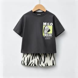 Kids Summer Casual Cotton Outfit Set Short Sleeve Top And Shorts With Fun Animal Prints Little Baby Costume Children Thin Wear