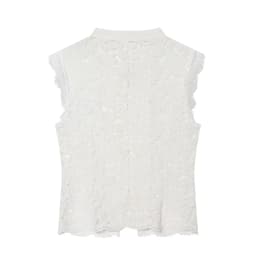 BSAY Women's Clothing Fashion Chinese Style White Vest Summer New Stand Up Collar Hollow Lace Sleeveless Chic Female Tank Top