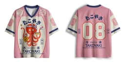 2026 Summer New Arrival Men's Pink White Japanese Octopus Print Mesh Jersey T-Shirt Casual Loose Fit Streetwear Tee for Kids