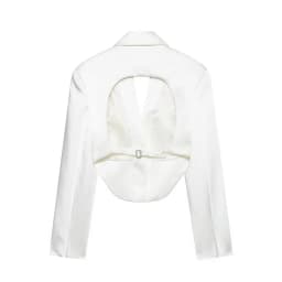 Women's Jacket 2026 Summer New White Long-Sleeve Satin Texture Sexy Backless Short Blazer Personalized Fashion Hot Sale
