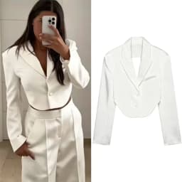 Women's Jacket 2026 Summer New White Long-Sleeve Satin Texture Sexy Backless Short Blazer Personalized Fashion Hot Sale