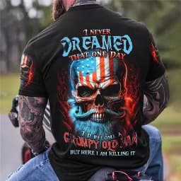 Trend Hip-hop Style Skull Printed T Shirt Vintage High Street Short Sleeve Summer Daily Wear Cool Men Clothing