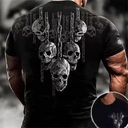 Trend Hip-hop Style Skull Printed T Shirt Vintage High Street Short Sleeve Summer Daily Wear Cool Men Clothing