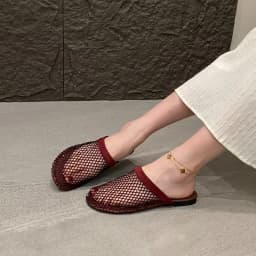 2026 Fashion New Summer Round Toe Mesh Sexy Comfortable Non-slip Casual Slippers Lightweight Plus Size Flat Slippers for Women