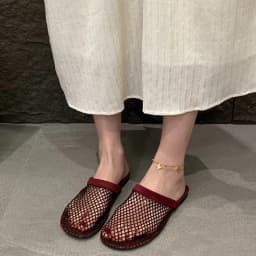 2026 Fashion New Summer Round Toe Mesh Sexy Comfortable Non-slip Casual Slippers Lightweight Plus Size Flat Slippers for Women