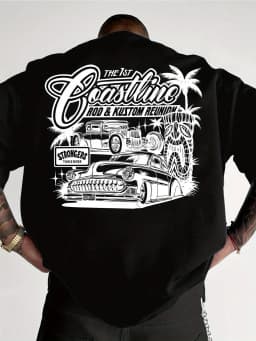 Coastline Rod and Kustom Reunion Hot Rod Graphic Tee for Men Made of 100% Cotton Perfect for Summer Streetwear