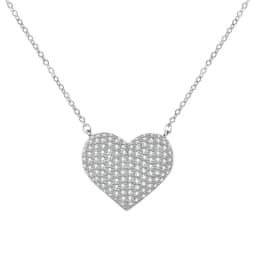 Micro-diamond heart-shaped pure silver necklace - elegant and fashionable collar chain jewelry for ladies