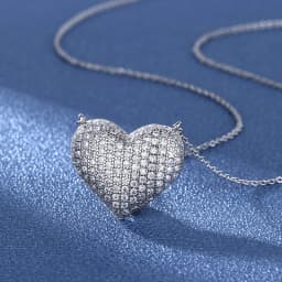 Micro-diamond heart-shaped pure silver necklace - elegant and fashionable collar chain jewelry for ladies