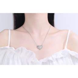 Micro-diamond heart-shaped pure silver necklace - elegant and fashionable collar chain jewelry for ladies