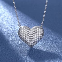 Micro-diamond heart-shaped pure silver necklace - elegant and fashionable collar chain jewelry for ladies