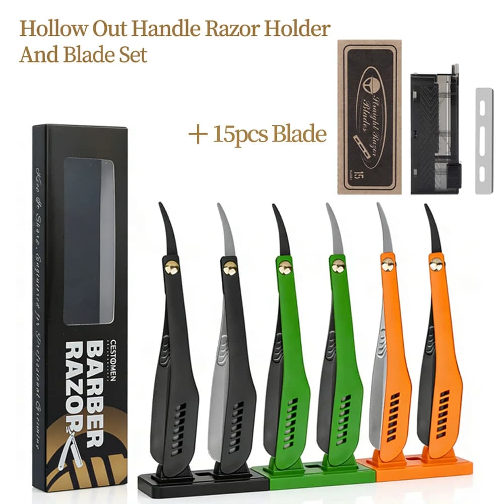 Men Manual Folding Beard Shaver Hollow Out Handle Straight Razor Barber Shaver Salon & Home Use With 100pcs Edge Single Blades