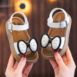 New Fashionable Girls Sandals Summer Bow Princess Sandals 3-14 Years Old Students Children Outside Wearing Versatile Sandals