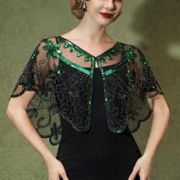 1920s Sequin Flapper Shawl Vintage Thin Breathable Shiny Cape Elegant Style Outside Short Cloak For Women Banquet