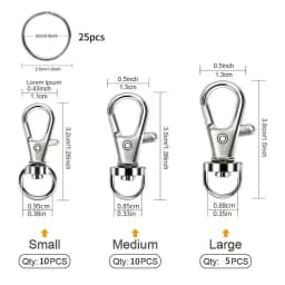 Keychain Making Kit 25PCS Keychain Clips Hooks and 25PCS Key Chain Rings Keychain Accessories, Lobster Claw Clasps for Crafts