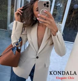 Women Fall Office Slim Blazer Single Button Pockets Blazer Beige Black 2025 Spring Autumn Fashion Commuter Simple Casual Blazer