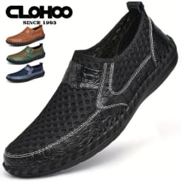 CLOHOO Hand-Sewn Casual Mesh Men's Shoes Comfortable Breathable Upper Fabric Durable Stitching Lightweight Footwear